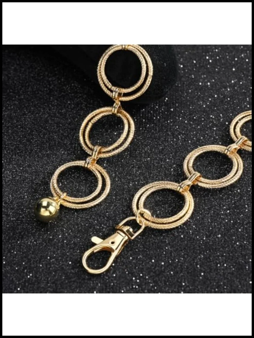 Double O-Ring Chain Belt Waist Chain for Dresses - Alloy Metal Gold